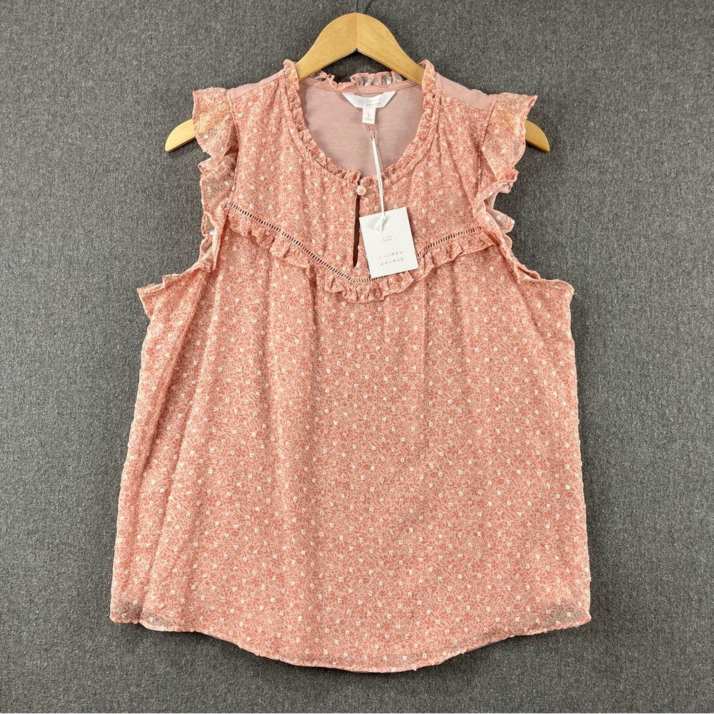 LC Lauren Conrad Blouse NWT Romantic Cottagecore Ruffle Lace Detail Size L